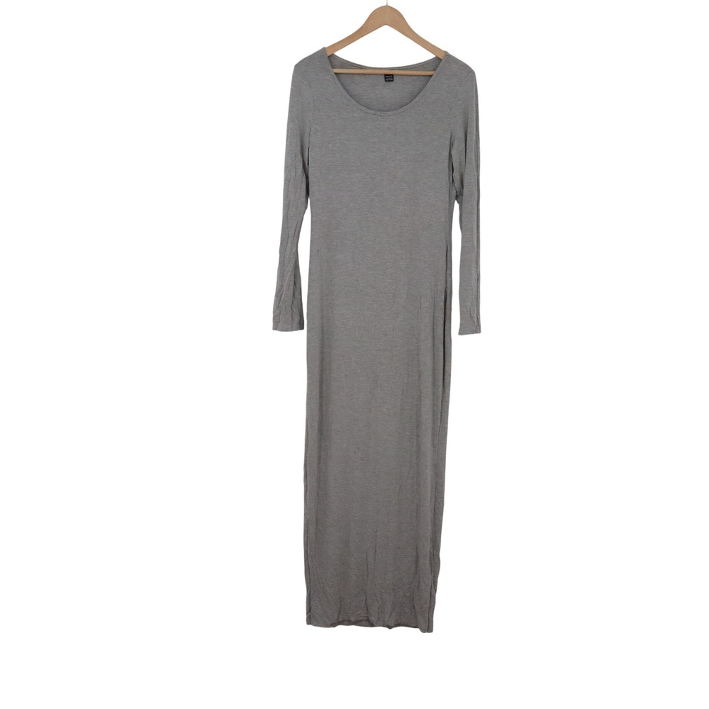 SHEIN Maxi Dress Womens L Gray Long Sleeve Scoop Neck Excellent